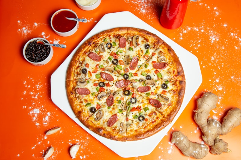 Fresh pizza ready at the kiosk