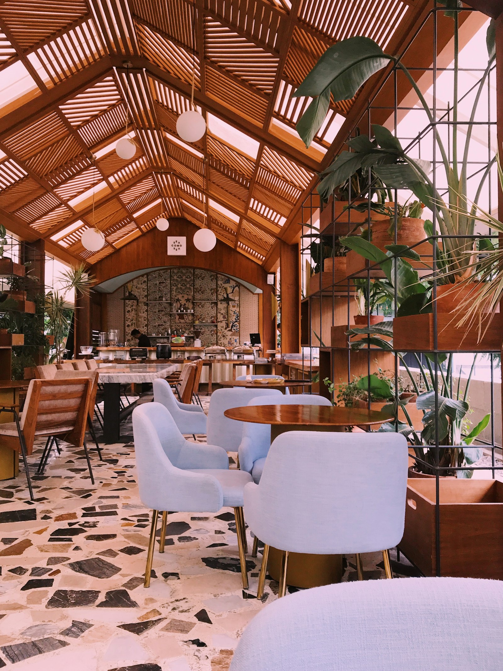 Restaurant interior with team focused on hospitality